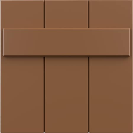 12W X 12H True Fit PVC Joined Board-n-Batten Shutters Sample, Burnt Toffee